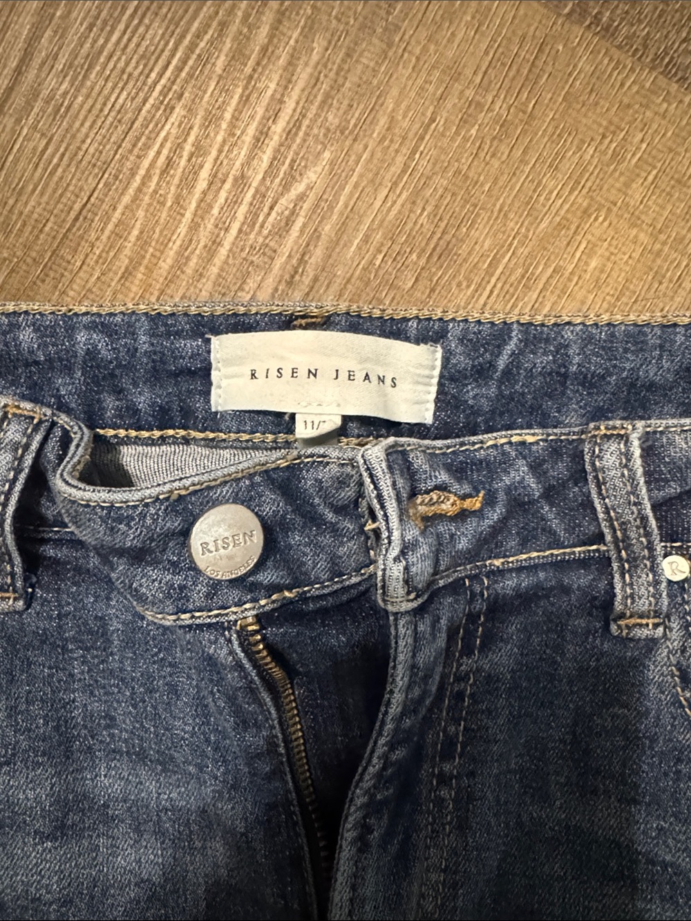 Women’s Risen Distressed Mid-Blue Boyfriend Jeans with Frayed Hem - Picture 4 of 5